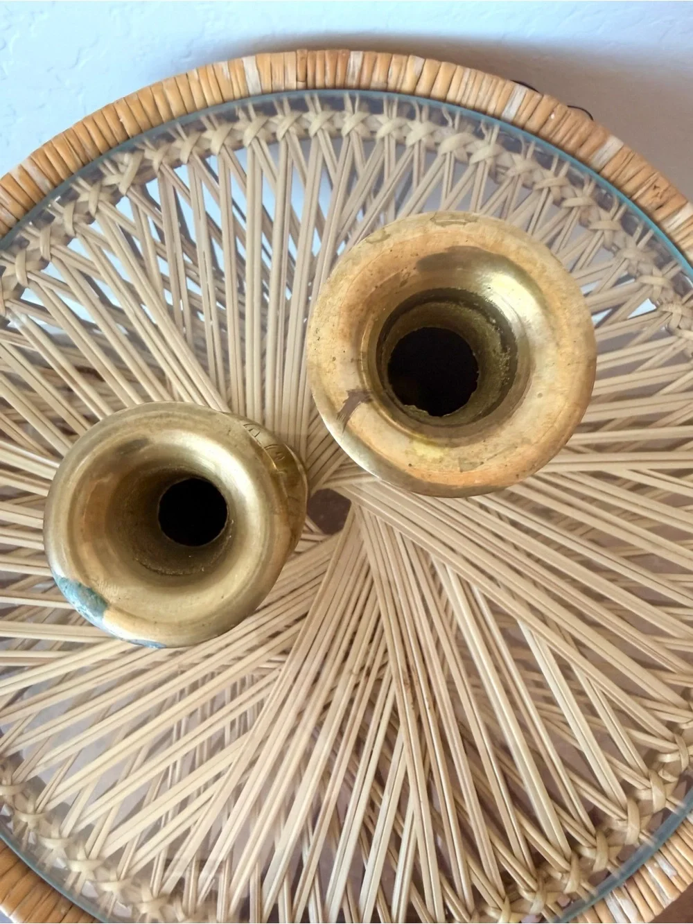 Brass Decorative Bud Vases - Antique Gold Pair